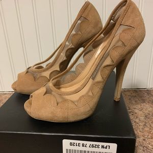 French connection tan suede heel